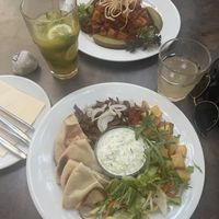 Gyros Platter, Seitan Roast à la Brasov  at Napfényes Restaurant & Confectionery in Budapest