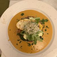 Risotto with cheese sauce and grilled courgette  at Napfényes Restaurant & Confectionery in Budapest