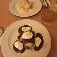 Somlói Sponge Cake and Millet Dumplings in soy yogurt sauce #Veganuary at Napfényes Restaurant & Confectionery in Budapest