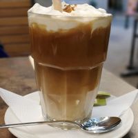 Oat latte at Napfényes Restaurant & Confectionery in Budapest