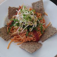 "Spaghetti" with "cheesy" sauce at Napfényes Restaurant & Confectionery in Budapest