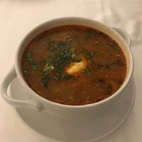 hungarian bean soup  at Napfényes Restaurant & Confectionery in Budapest