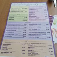The menu at Napfényes Restaurant & Confectionery in Budapest