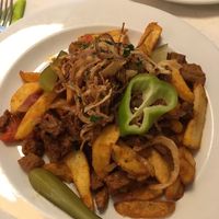 Seitan Hungarian dish at Napfényes Restaurant & Confectionery in Budapest