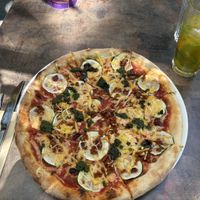 The Mediterranean pizza  at Napfényes Restaurant & Confectionery in Budapest