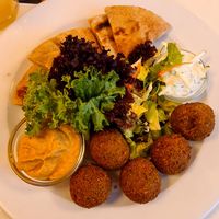 Falafel with bread at Napfényes Restaurant & Confectionery in Budapest