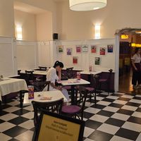 Bistro style seating at Napfényes Restaurant & Confectionery in Budapest