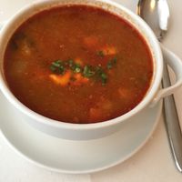 Goulash soup at Napfényes Restaurant & Confectionery in Budapest