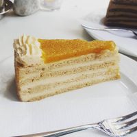 Lemon cake at Napfényes Restaurant & Confectionery in Budapest