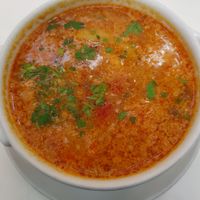 Spicy soup at Napfényes Restaurant & Confectionery in Budapest