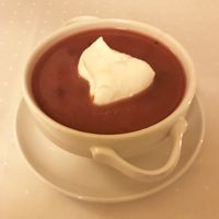 sour cherry soup at Napfényes Restaurant & Confectionery in Budapest