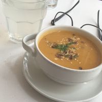 Vegetable soup at Napfényes Restaurant & Confectionery in Budapest