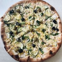 Green lovers pizza at Napfényes Restaurant & Confectionery in Budapest