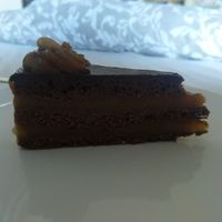 Sacher cake, was takeaway, it was prettier before we took it on the bus ;) at Napfényes Restaurant & Confectionery in Budapest