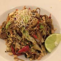 Rice noodles with mixed veggies with peanut and lime :) at Napfényes Restaurant & Confectionery in Budapest