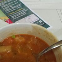 Vegetarian Goulash and Vegan Pizza.   at Napfényes Restaurant & Confectionery in Budapest