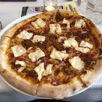 Hungarian pizza at Napfényes Restaurant & Confectionery in Budapest