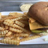 Cheese burger and fries at Planetary Burger in Vancouver