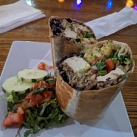 Tofu burrito with Guacamole and Pineapple at BK Taco Factory in Brooklyn
