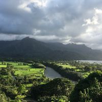 This is the view from the picnic table next to Nourish restaurant. Even locals say they never tire of the beauty at Nourish Hanalei in Hanalei