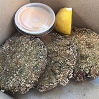 Zucchini Crab Cakes #Veganuary at Souley Vegan in Oakland
