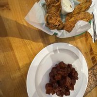 Jalapeño poppers and bbq tofu   at Souley Vegan in Oakland