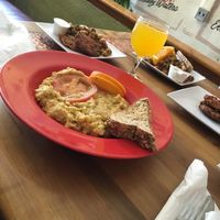 Cheese Grits, House made Sausage, and Potatoes  at Souley Vegan in Oakland