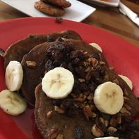 Frech toast, house made sausage, and blueberry pancakes  at Souley Vegan in Oakland