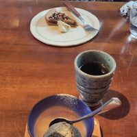 Black sesame ice cream and a berry tart at Con Brio in Fujiyoshida