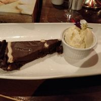 Coconut and chocolate cake with vanilla ice cream at Donatellos in Maynooth