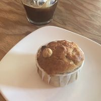 iced americano and vegan banana bread muffin   at Tribeka in Graz