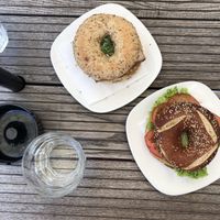 Sesam-Bagel with Tofu and the ‚laugen‘ one with hummus at Tribeka in Graz