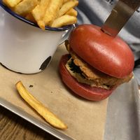 Seitan Burger with houmous and kale  at BrewDog in St Andrews