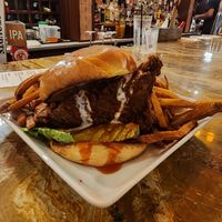 Vegan buffalo seitan sandwich at Queen & Rook Game Cafe in Philadelphia
