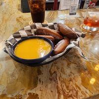 Pretzel dippers with vegan cheese at Queen & Rook Game Cafe in Philadelphia