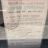 Menu  at Back to Nature in St Croix