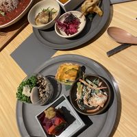 Ignore top dish on bottom plate - I’m sure that was egg quiche. Rest definitely vegan  #Veganuary at Revive Kitchen Three - Hibiya Midtown in Tokyo