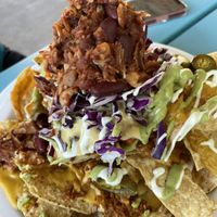 Nachos with bbq jackfruit and beans 💯  at Counter Culture in Austin