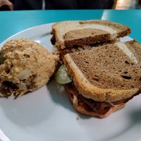 Pastrami sandwich and potato salad at Counter Culture in Austin