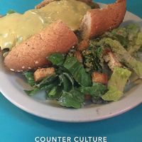 Philly cheesesteak and Caesar salad at Counter Culture in Austin