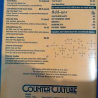Menu at Counter Culture in Austin