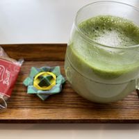 soy milk matcha latte at Ku in Fujikawaguchiko