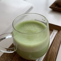 matcha latte with oat milk  at Ku in Fujikawaguchiko
