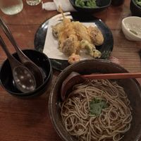 Noodles, vegetable tempura, edamame   at Gonpachi - Nishiazabu in Tokyo