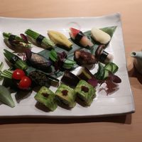 Vegan sample platter with vegan soy suce at Gonpachi - G Zone in Tokyo