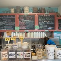 Vegan flavors: oatmeal raisin cookie, key lime pie, chocolate almond joy at Mystic Drawbridge Ice Cream in Mystic