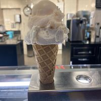 Melon and banana ice cream on regular vegan cone: very good, especially the banana one because it’s so creamy. The cone is less good than the charcoal one. at Monte Pelmo in Amsterdam