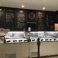 Inside the shop, current vegan options clearly listed. at Clementine's Naughty & Nice Creamery in St Louis