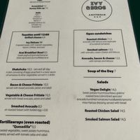 Menu, September 2019 at Ivy and Bros in Amsterdam