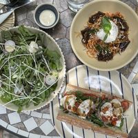 Salad, aubergine pasta & la bomba (all excellent)   at Kashew Cheese Deli in Ho Chi Minh City